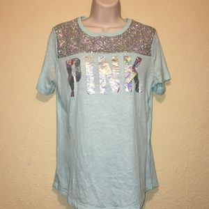 Size Small Aqua & Silever Sequin VS Pink Shirt